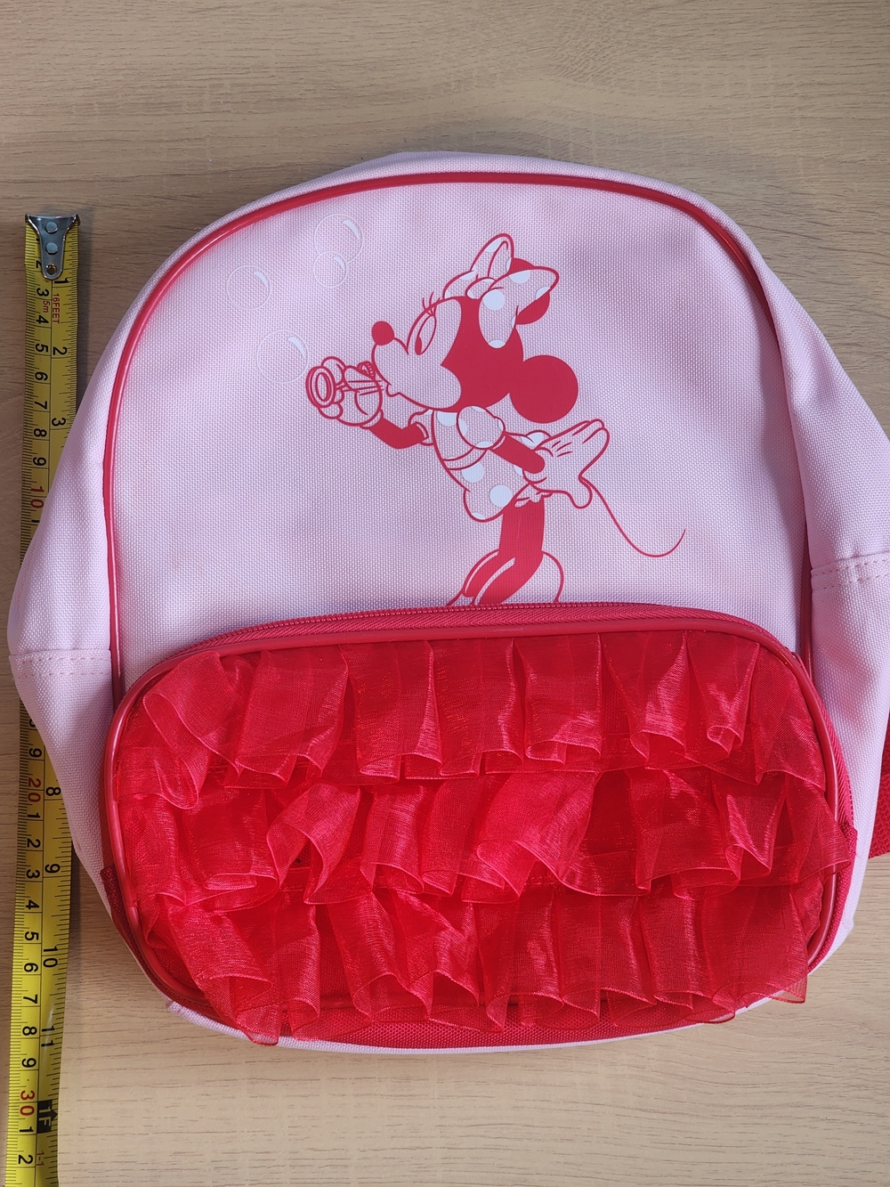Kids Minnie Mouse Pink and Red Ruffle Backpack